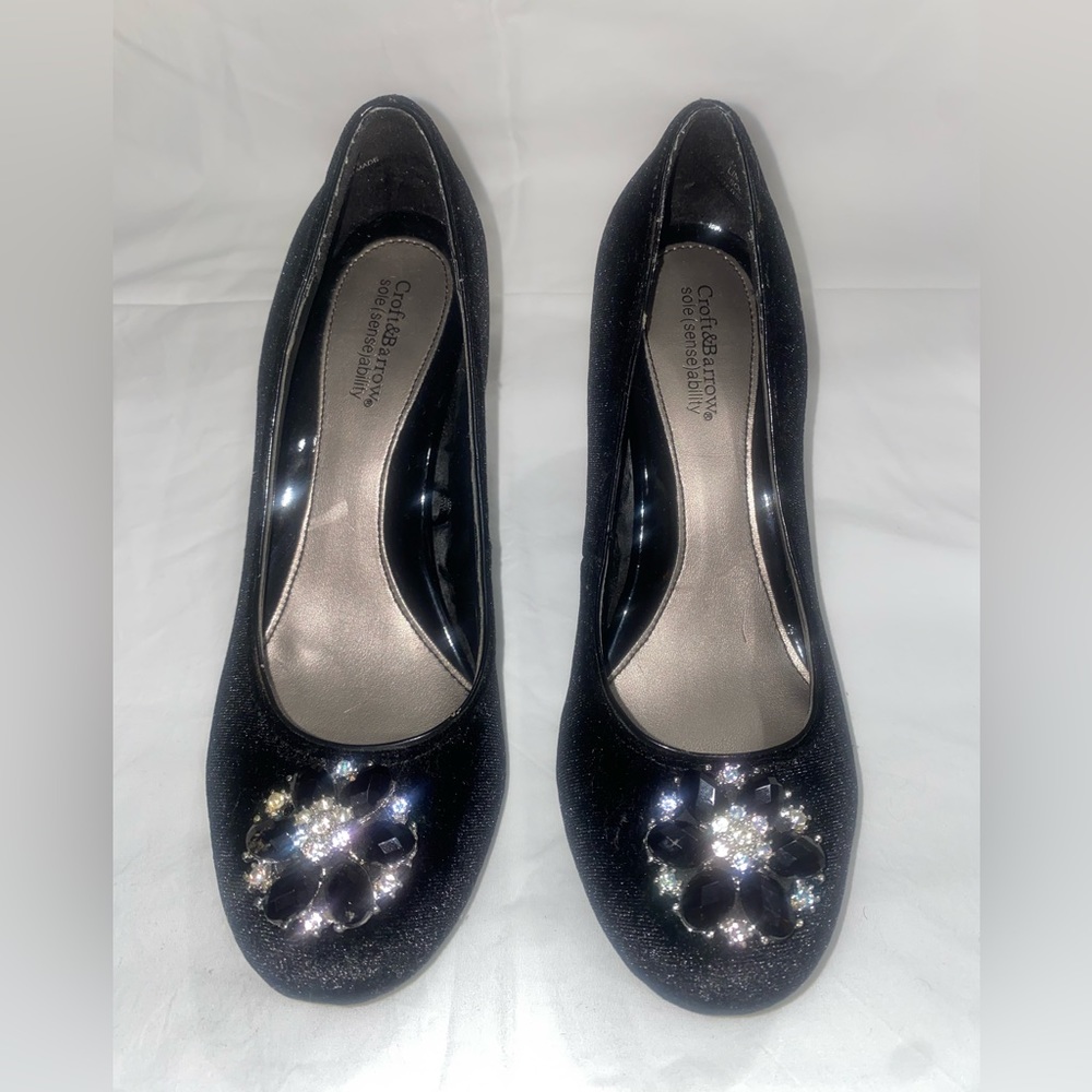 Comfortable Velvet Black Heels